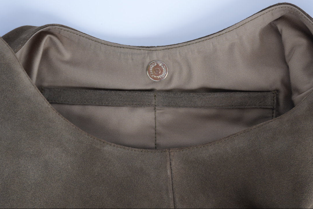 Beige suede shoulder bag
