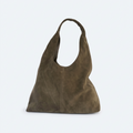 Olive suede shoulder bag