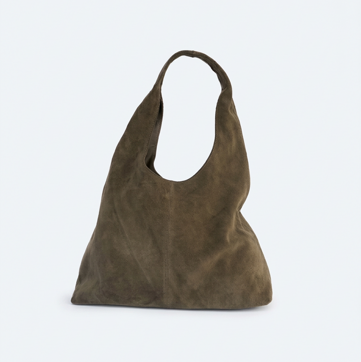 Olive suede shoulder bag